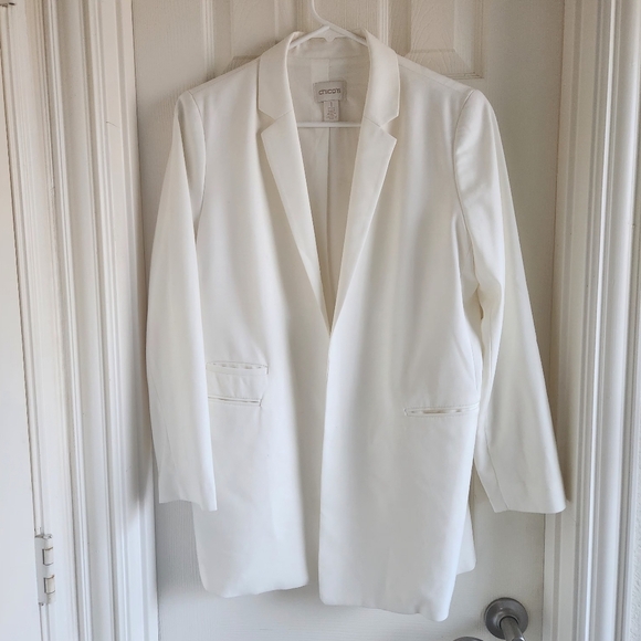 Chico’s Womens Cream Boyfriend Duster Jacket Blazer Size 1 Petite (US M/8) - Picture 1 of 11